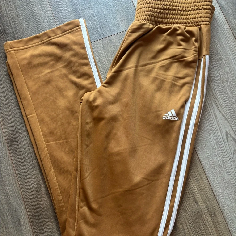 adidas Brown Joggers with White Side Stripes - Picture 1 of 4